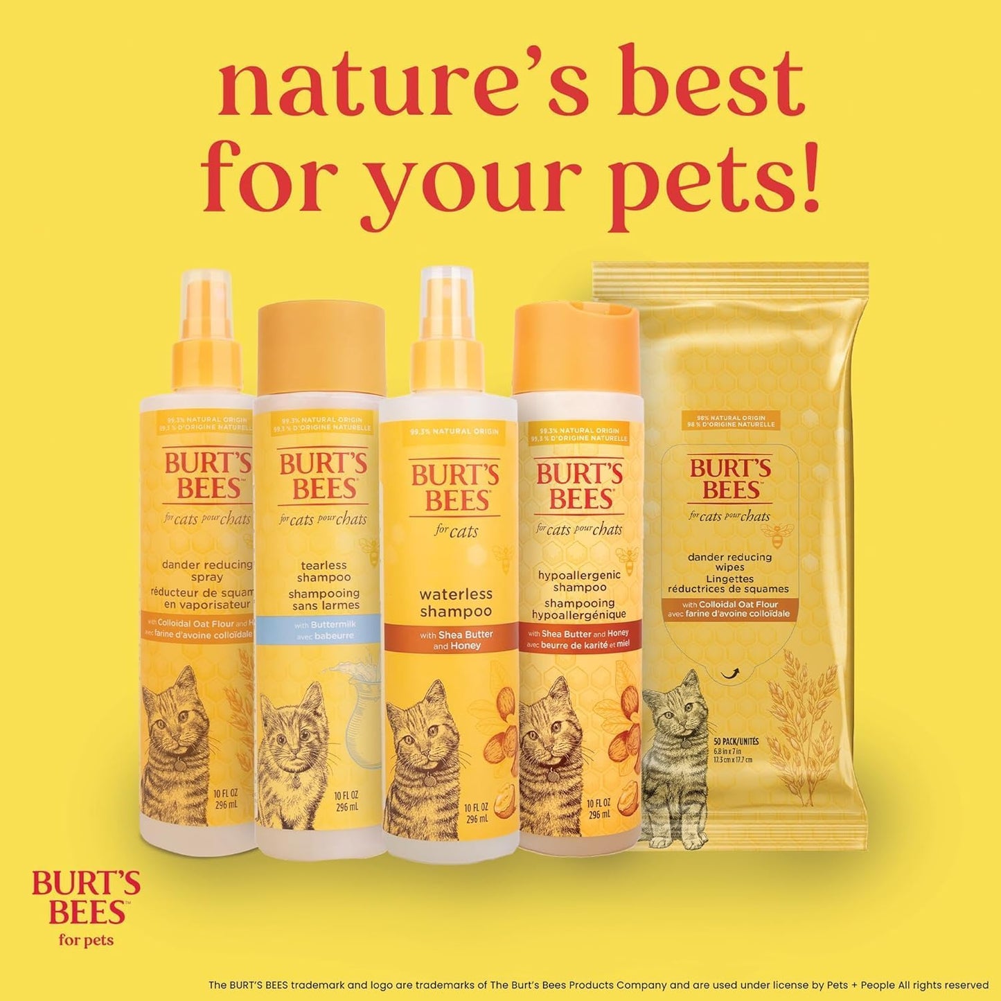 Cat Natural Waterless Shampoo with Apple and Honey | Cat Waterless Shampoo Spray | Easy to Use Cat Dry Shampoo for Fresh Skin and Fur without a Bath | Made in the USA, 10 Oz