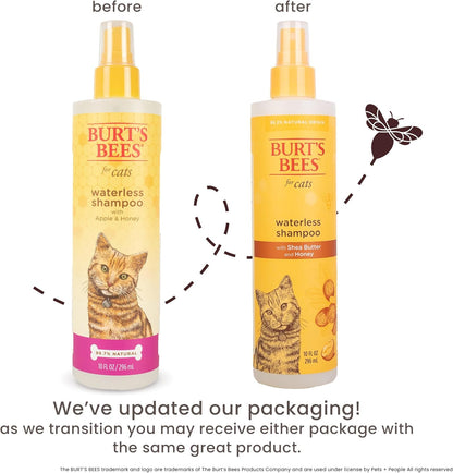 Cat Natural Waterless Shampoo with Apple and Honey | Cat Waterless Shampoo Spray | Easy to Use Cat Dry Shampoo for Fresh Skin and Fur without a Bath | Made in the USA, 10 Oz